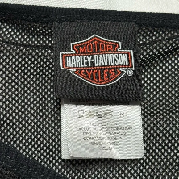 Harley Davidson Mesh Tank Top Black 2013 Embroidered Y2K Biker Size M 2013 - Picture 5 of 6